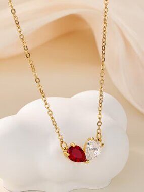 14K Gold Womens 1ct Diamond Red Ruby Gemstone Necklace New 14 K Silver Jewelry
